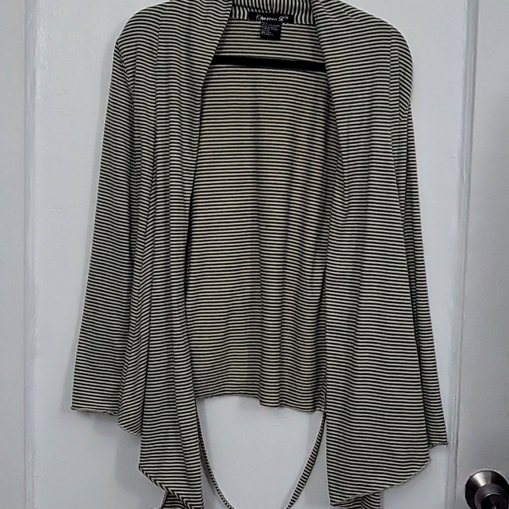 Olive Green Striped Cardigan